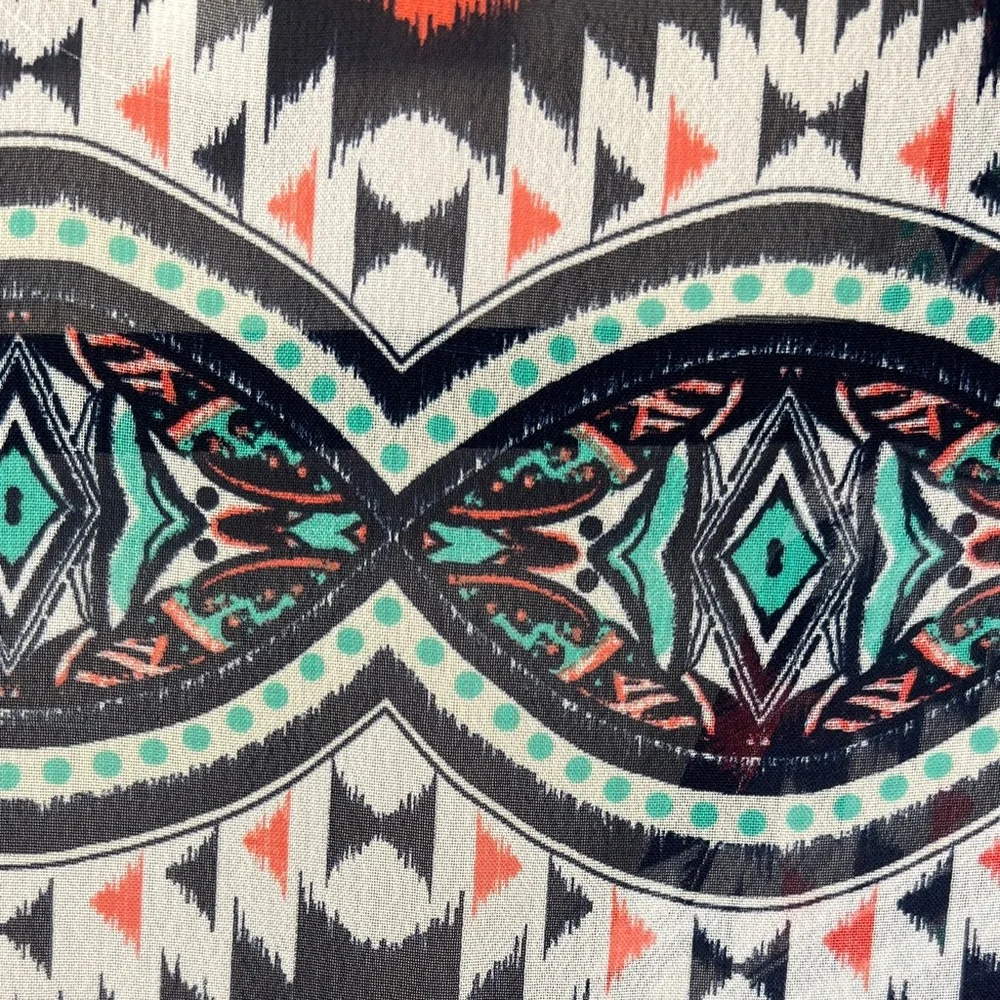 Francesca’s | Geometric Tribal Print Pattern Design Swim Cover Up Sheer